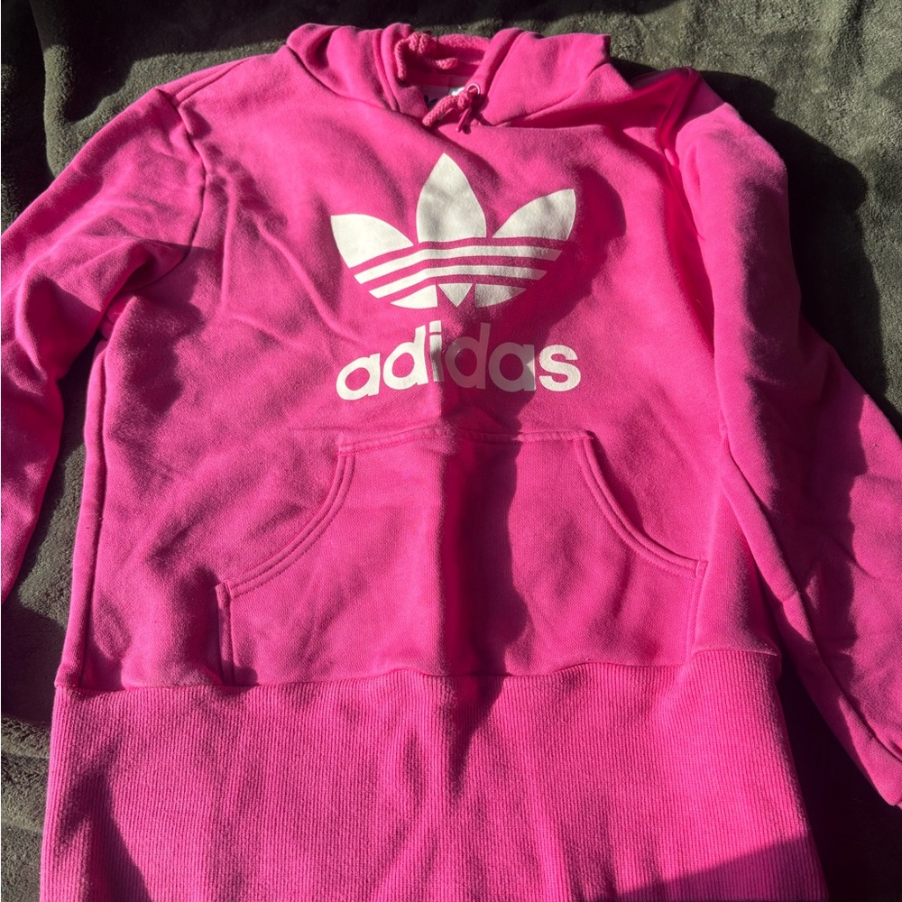 Adidas Pink and White Sweatshirt Hoodie
